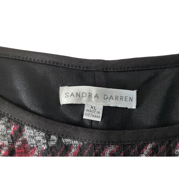Sandra Darren Black Red Houndstooth Bell Sleeve Dress Size XL New - Picture 7 of 14